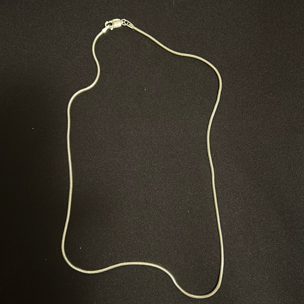 925  16" Sterling Silver Snake Necklace Chain with lobster claw clasp.